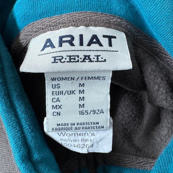Ariat Womens Banyan Bark Half Zip Logo Sweatshirt Spellout Sleeve Western - Picture 2 of 8